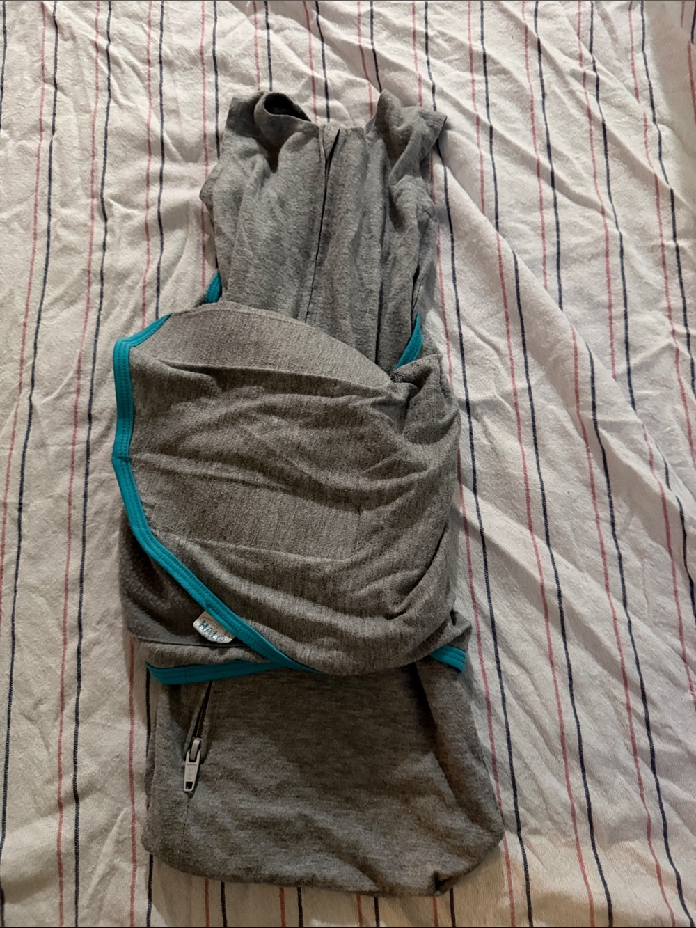Halo Gray Baby Swaddle with Teal Trim